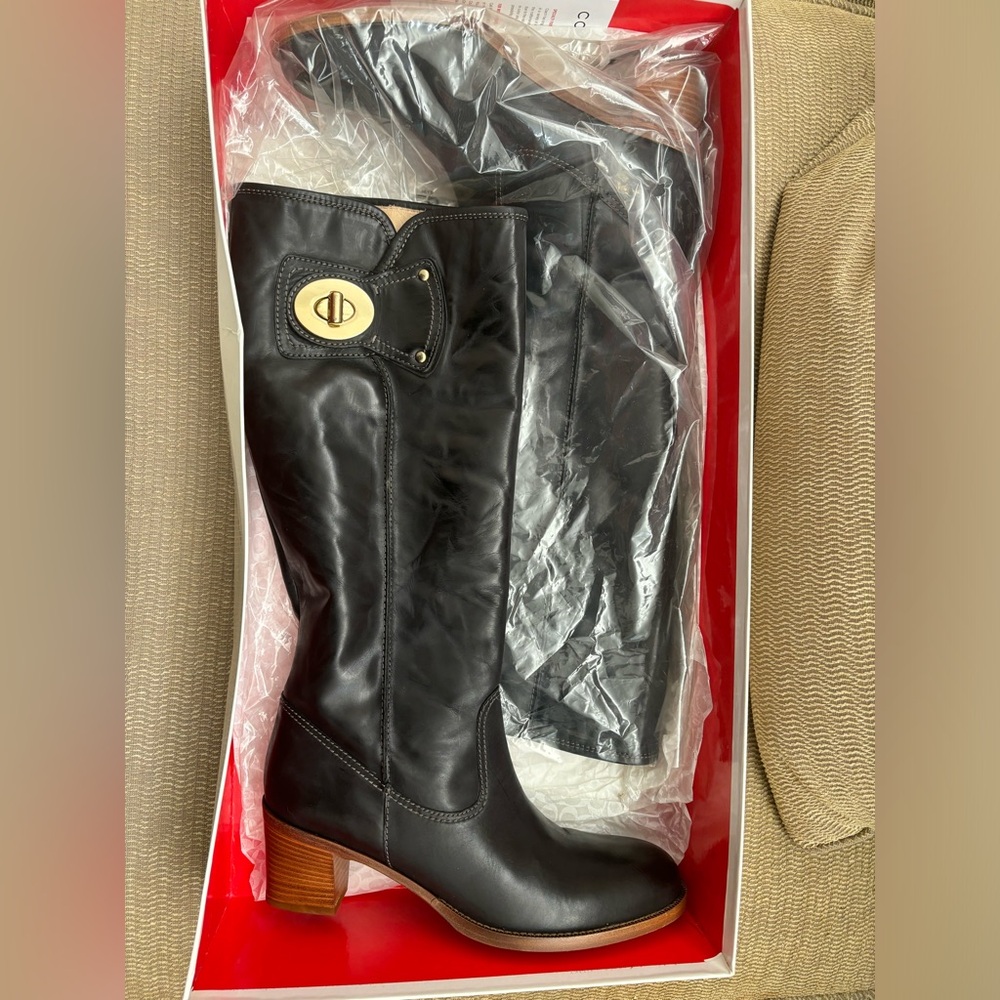 New in Box Coach Black Calf Leather Boots Reed Krakoff era Made in Italy Size 8